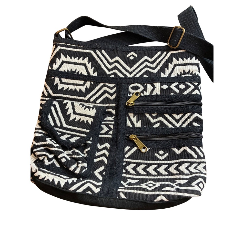 Black & White Aztec Crossbody Bag - Unbranded